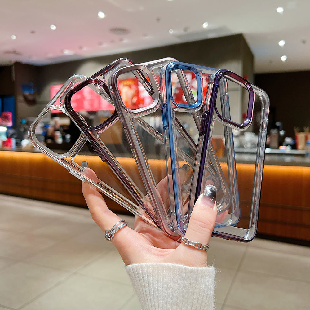 Electroplating Shockproof Color Frame Transparent Cover - iPhone 15 Pro