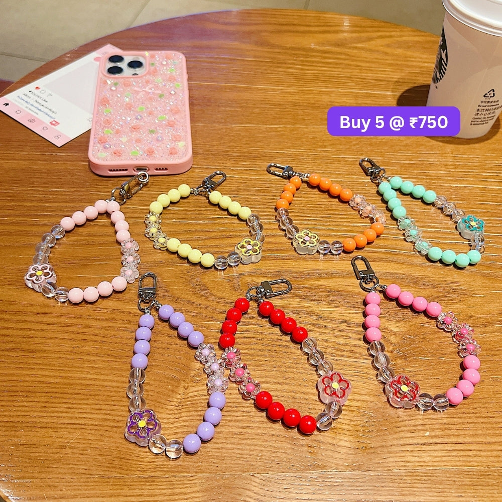 Flower Bead Acrylic Phone Charm | Bracelet | Handbag Charm
