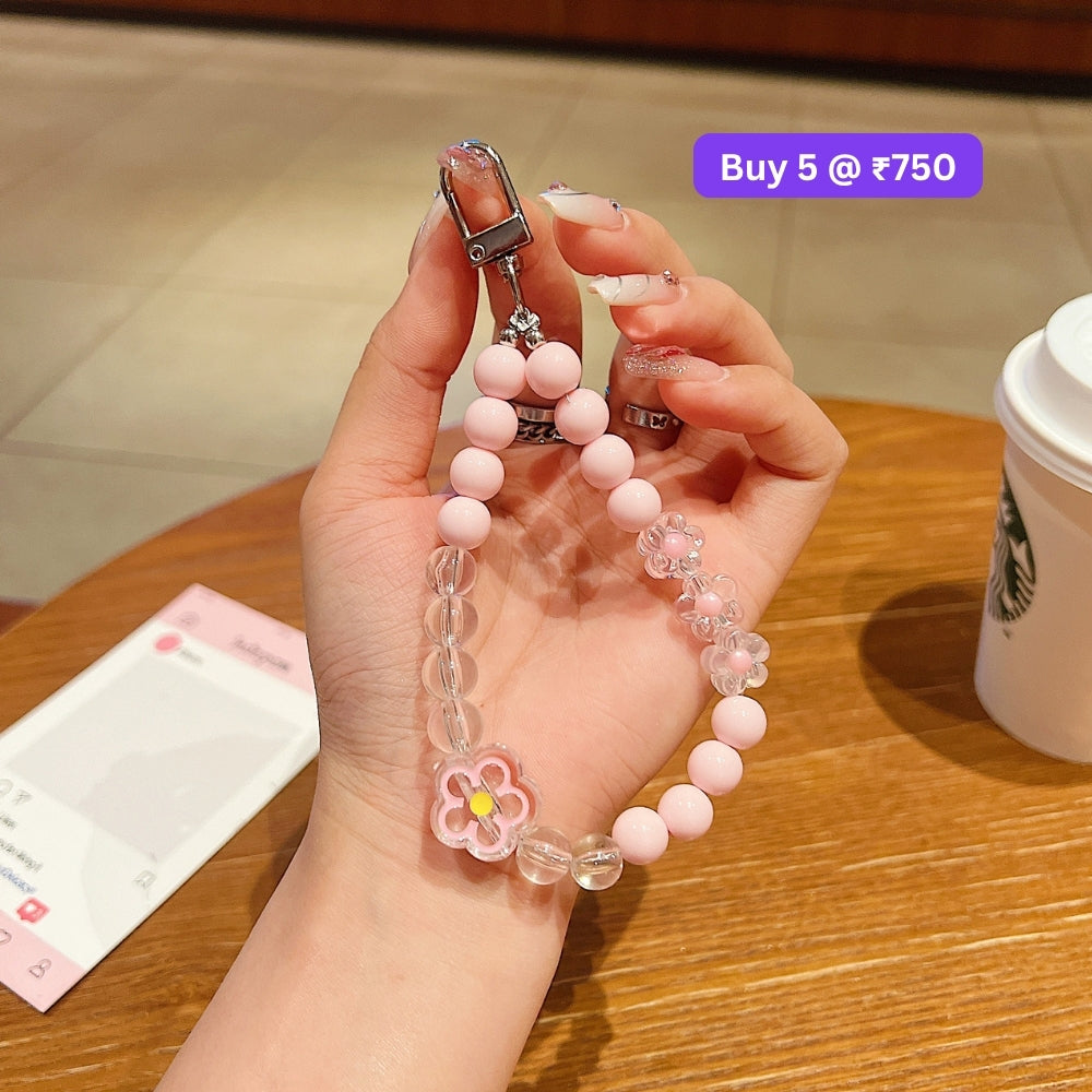 Flower Bead Acrylic Phone Charm | Bracelet | Handbag Charm