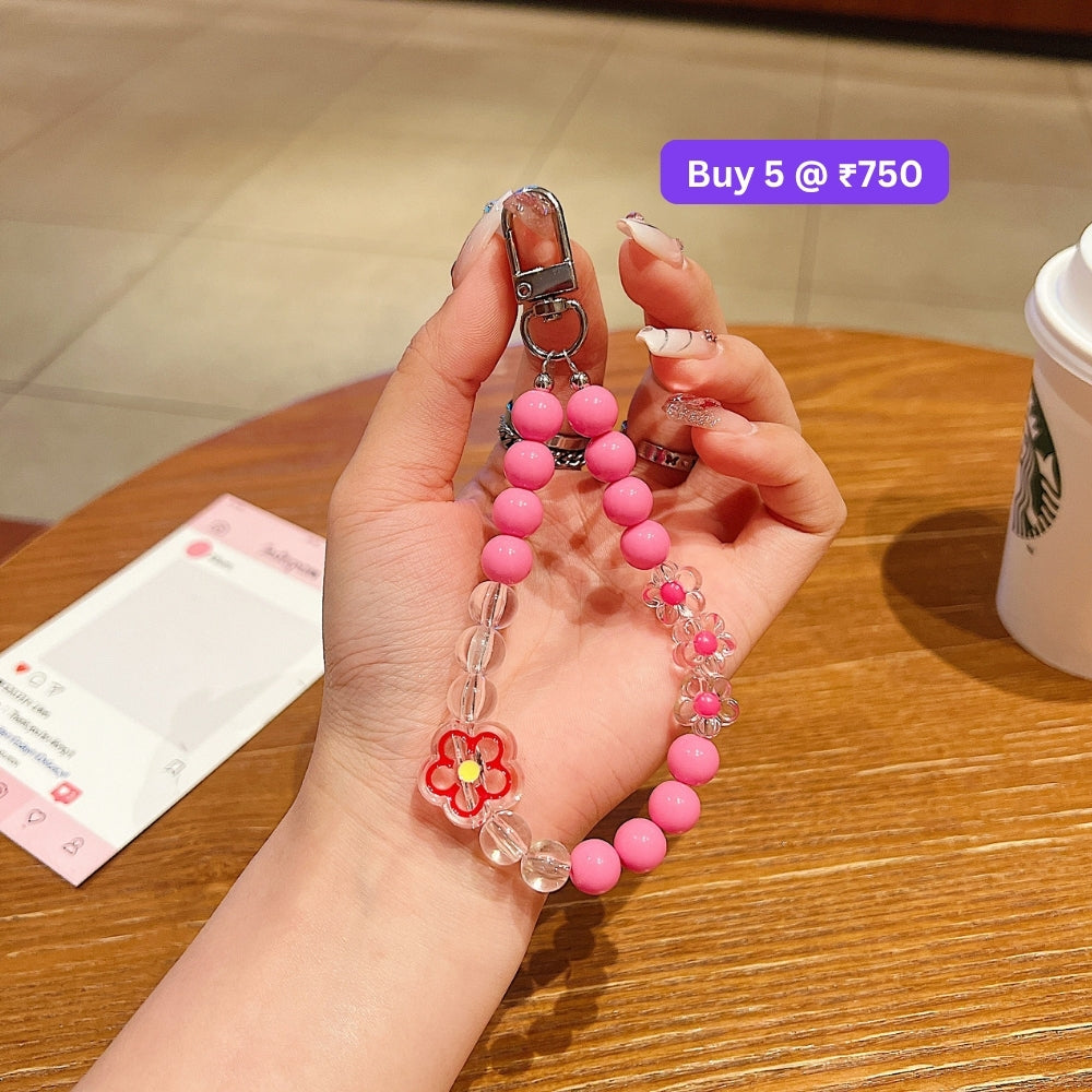 Flower Bead Acrylic Phone Charm | Bracelet | Handbag Charm