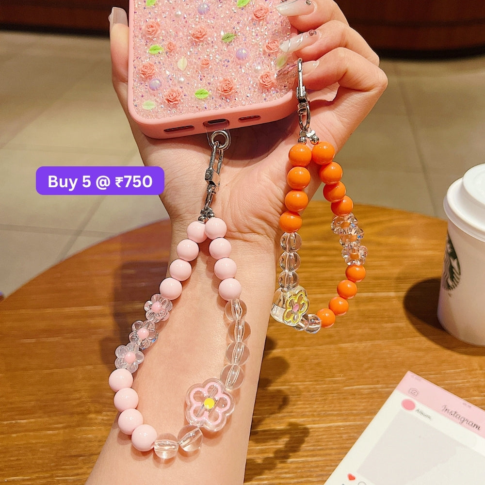 Flower Bead Acrylic Phone Charm | Bracelet | Handbag Charm