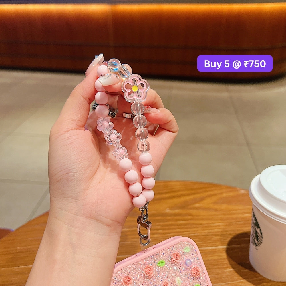 Flower Bead Acrylic Phone Charm | Bracelet | Handbag Charm
