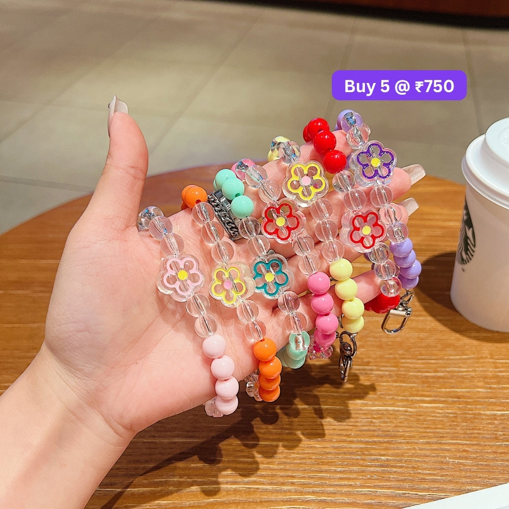 Flower Bead Acrylic Phone Charm | Bracelet | Handbag Charm