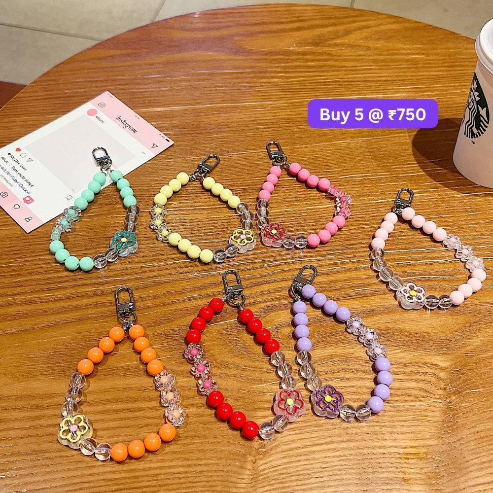 Flower Bead Acrylic Phone Charm | Bracelet | Handbag Charm