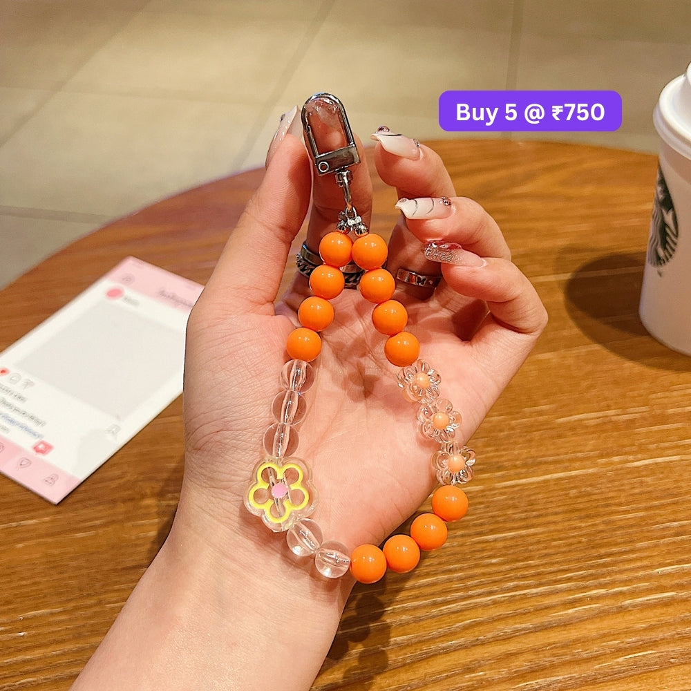 Flower Bead Acrylic Phone Charm | Bracelet | Handbag Charm