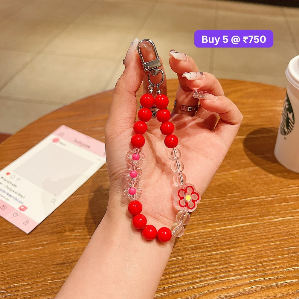 Flower Bead Acrylic Phone Charm | Bracelet | Handbag Charm