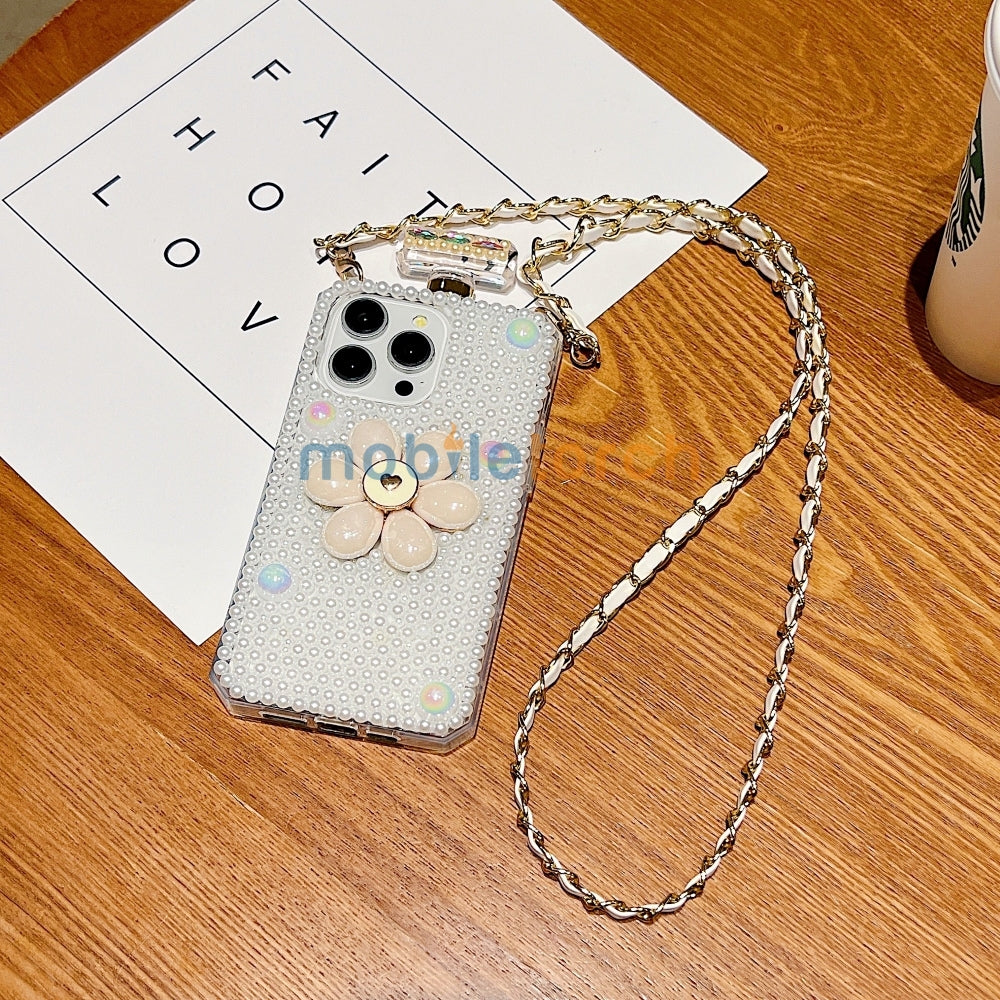 Flower Pearly Perfume Bottle Handmade Soft Phone Case - Samsung S24 Ultra