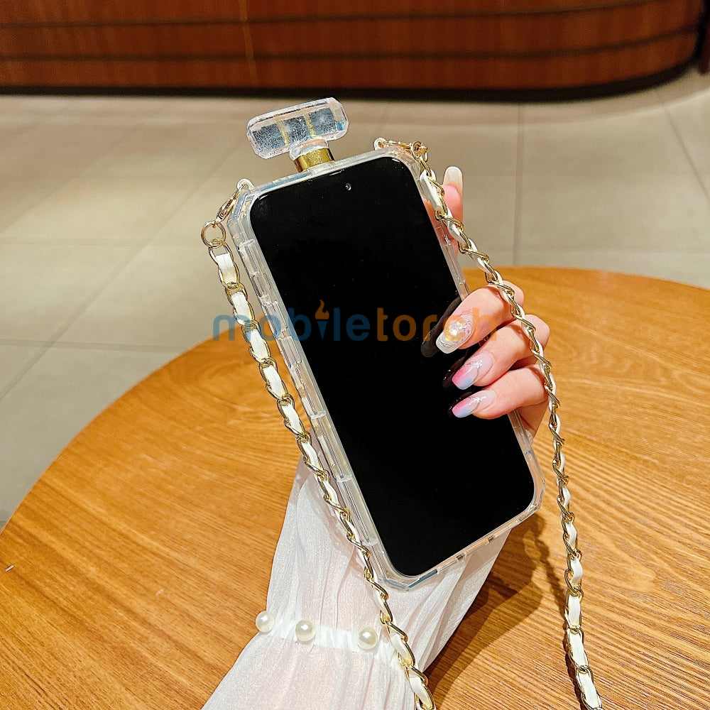 Flower Pearly Perfume Bottle Handmade Soft Phone Case - Samsung S24 Ultra