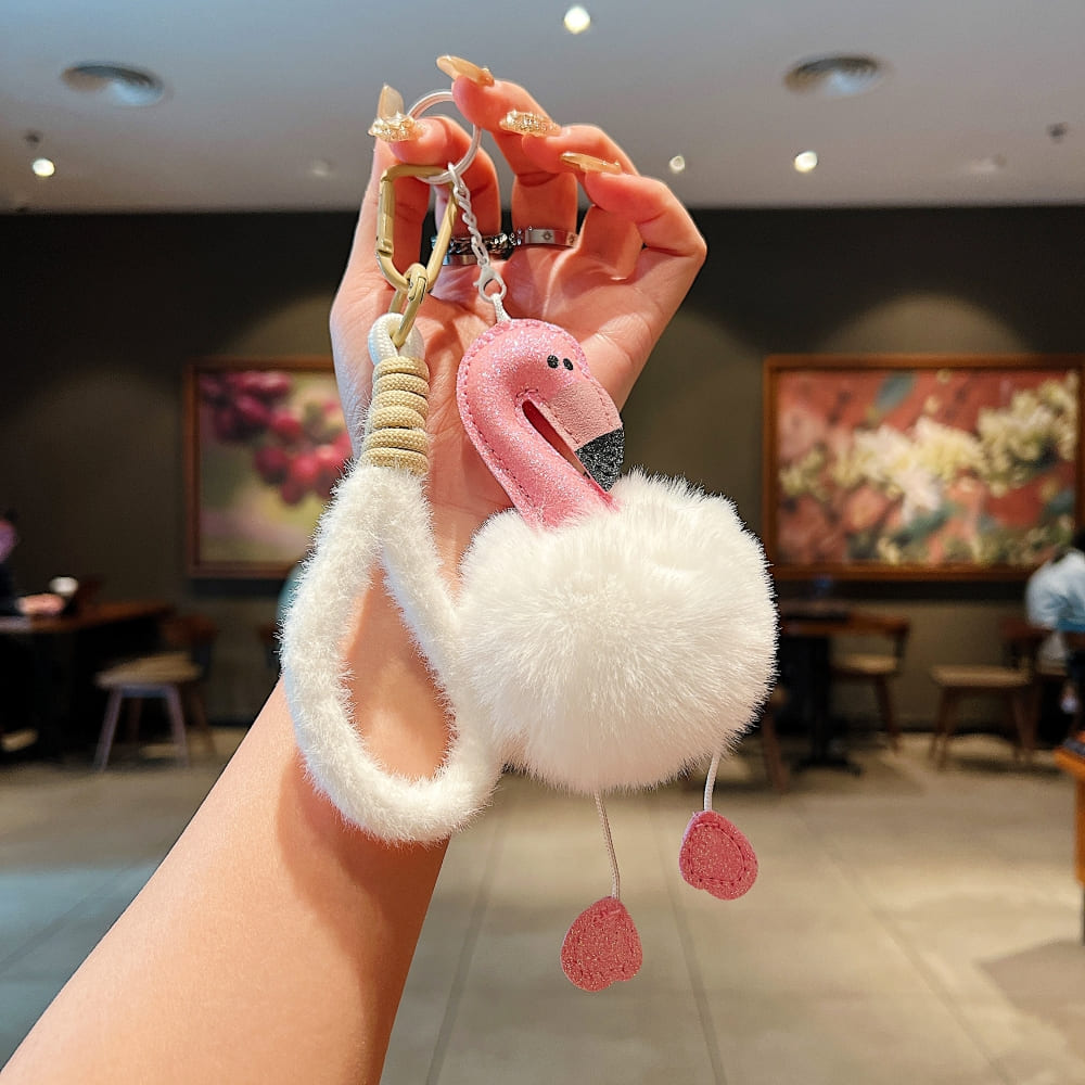 Fluffy Flamingo Phone Charm | Keychain | Handbag Charm