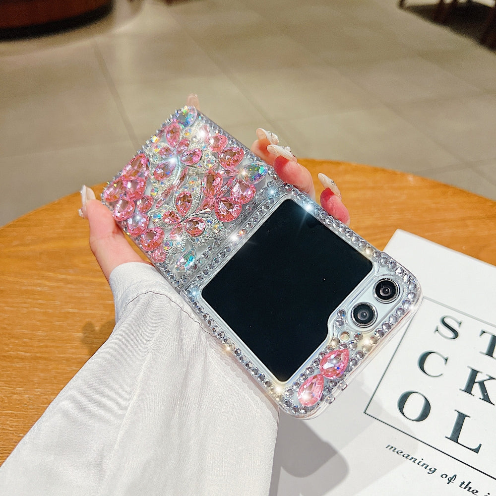 Full Covered Diamond and Butterfly Charm TPU (Soft) Phone Case | Mobile Cover - Samsung Z Flip 5