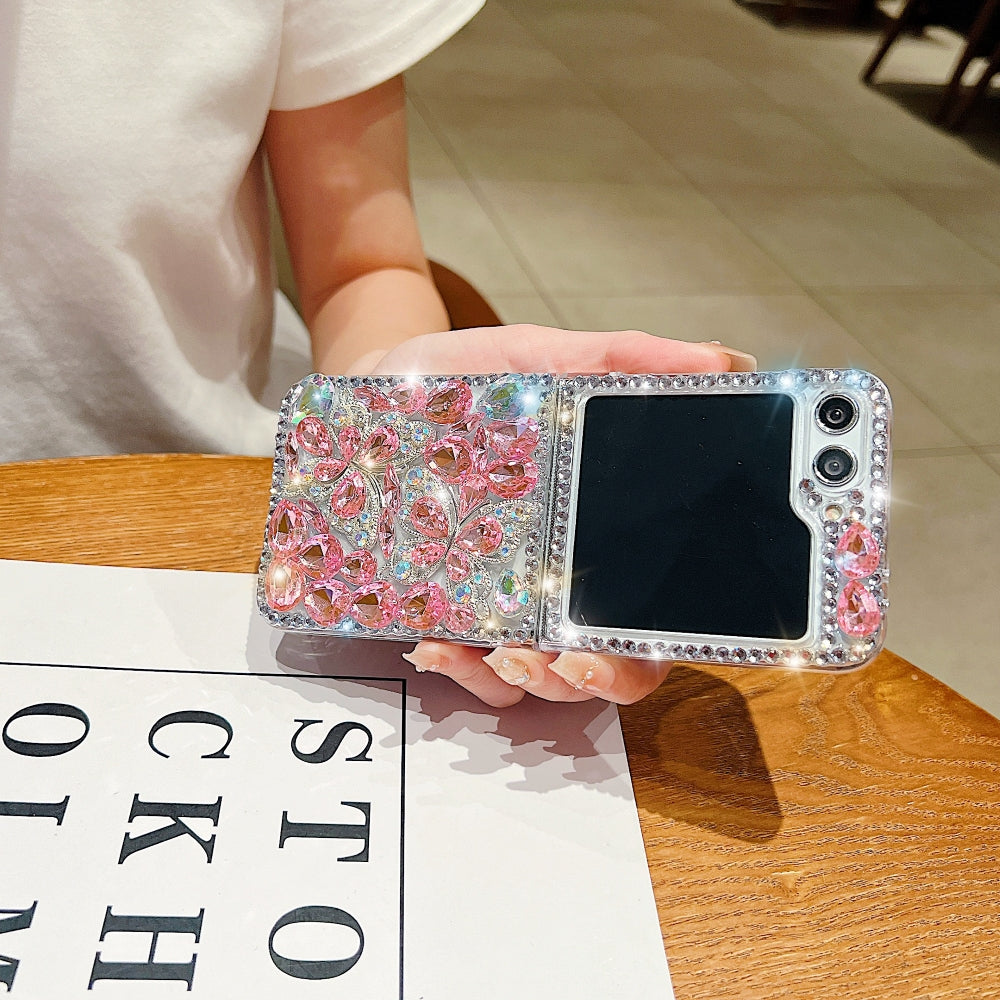 Full Covered Diamond and Butterfly Charm TPU (Soft) Phone Case | Mobile Cover - Samsung Z Flip 5