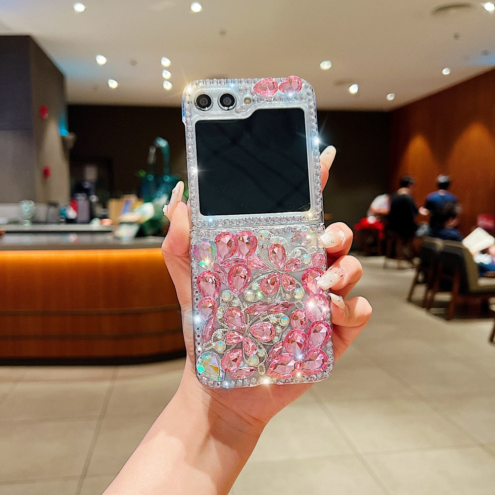 Full Covered Diamond and Butterfly Charm TPU (Soft) Phone Case | Mobile Cover - Samsung Z Flip 5