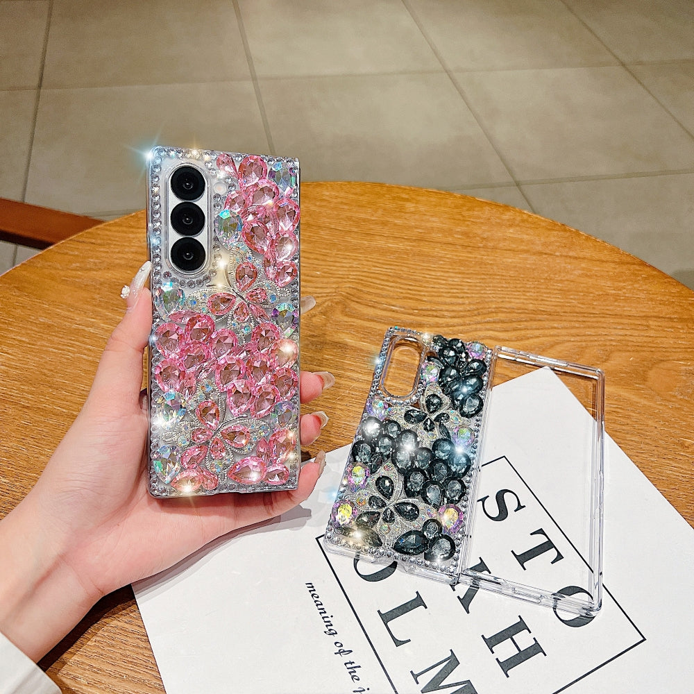Full Covered Diamond and Butterfly Charm TPU (Soft) Phone Case | Mobile Cover - Samsung Z Fold 5