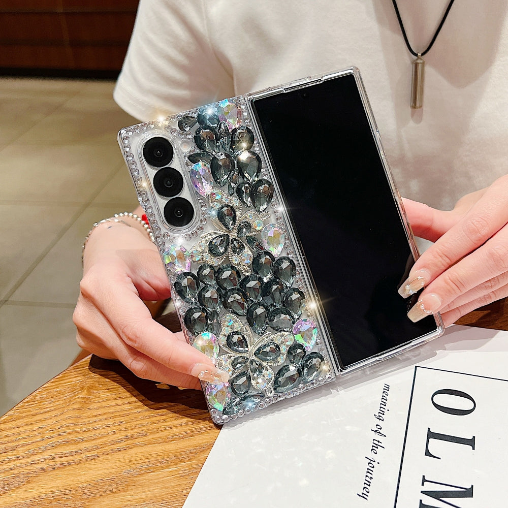 Full Covered Diamond and Butterfly Charm TPU (Soft) Phone Case | Mobile Cover - Samsung Z Fold 5