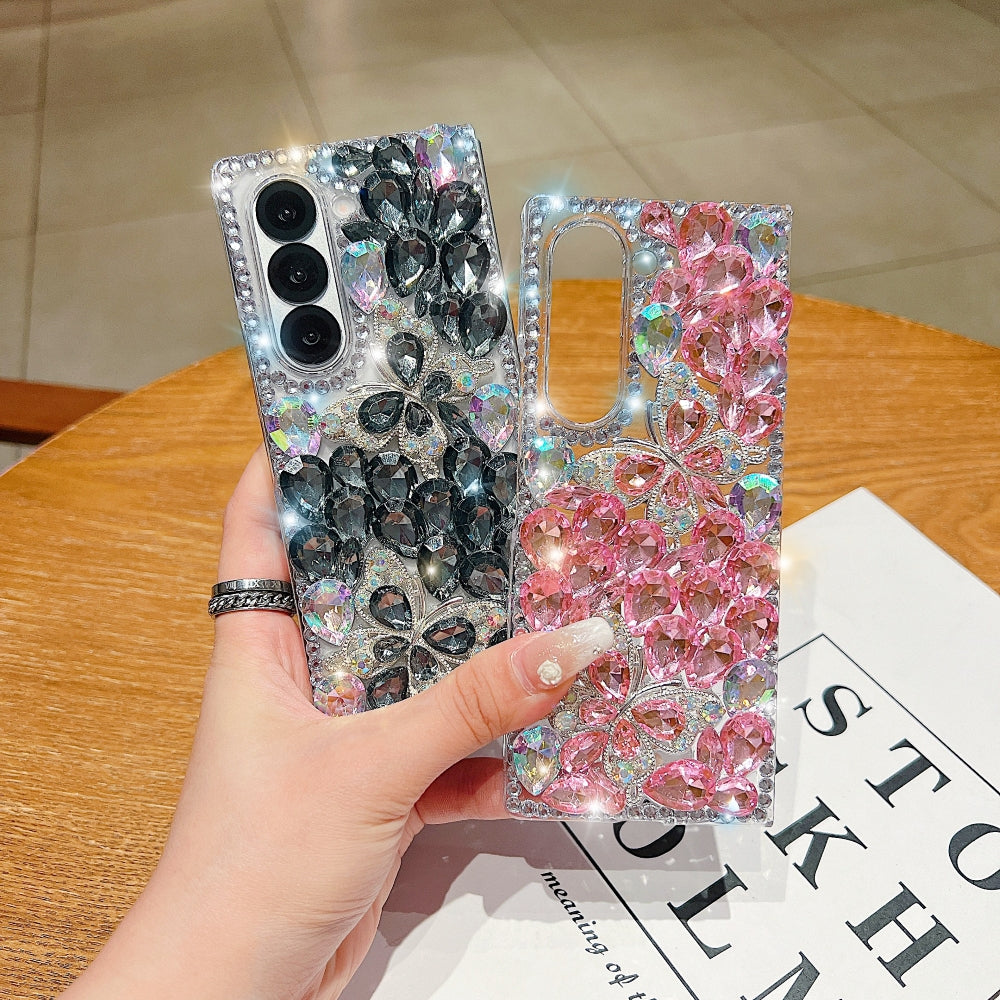 Full Covered Diamond and Butterfly Charm TPU (Soft) Phone Case | Mobile Cover - Samsung Z Fold 5
