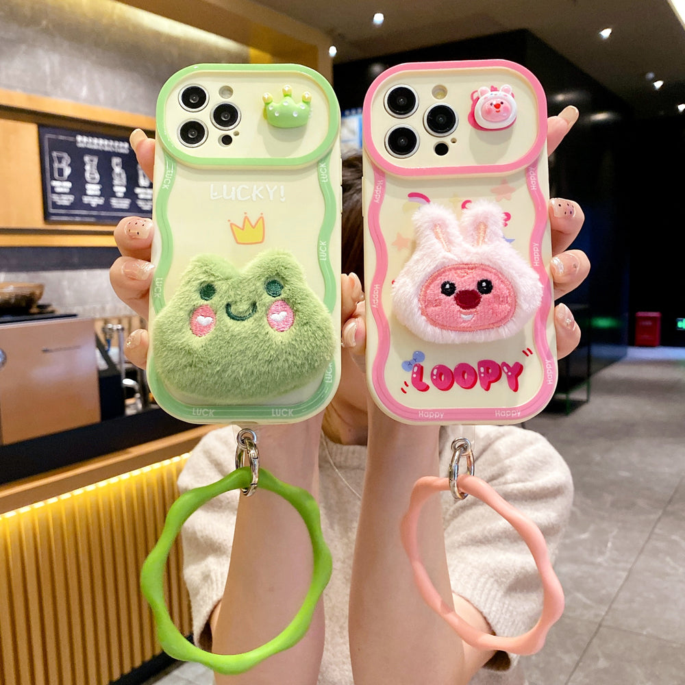 Fur Cartoon Wave Style Color Printing TPU (Soft) Camera Protection Phone Case - iPhone 15 Pro Max