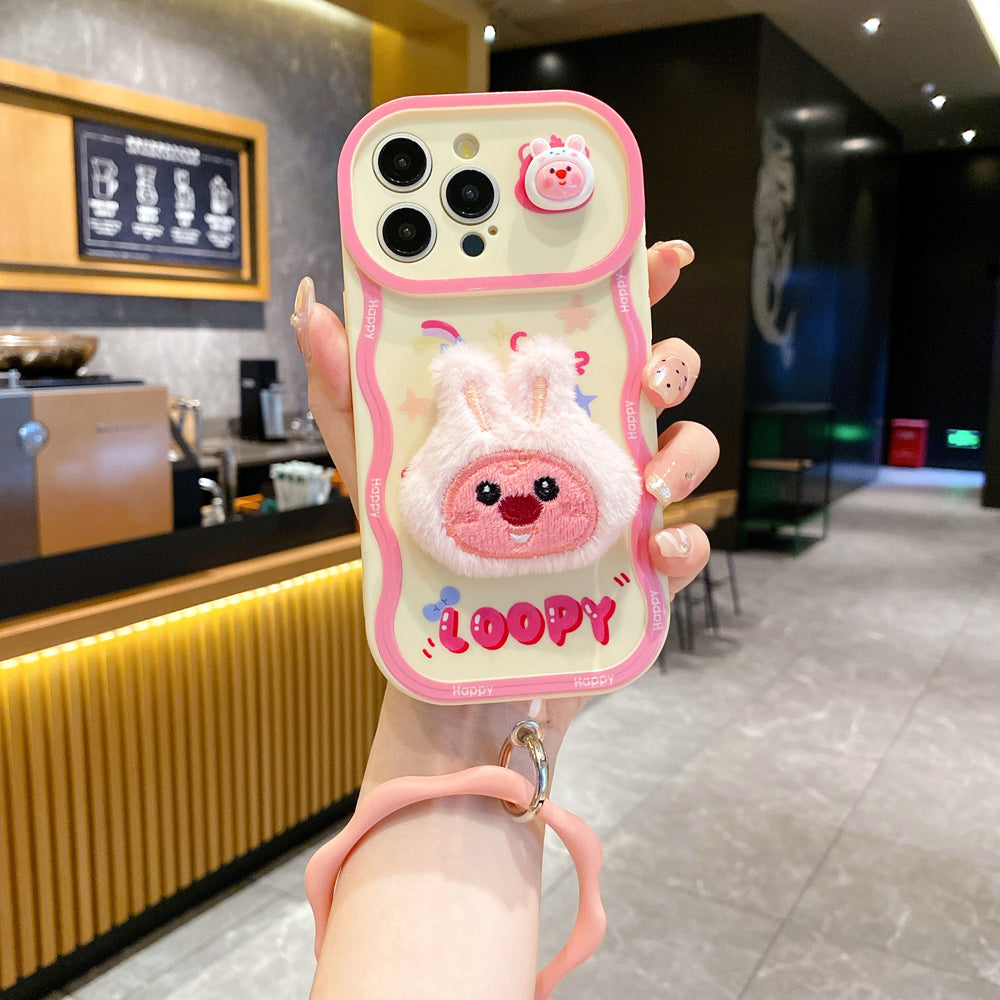 Fur Cartoon Wave Style Color Printing TPU (Soft) Camera Protection Phone Case - iPhone 14 Pro