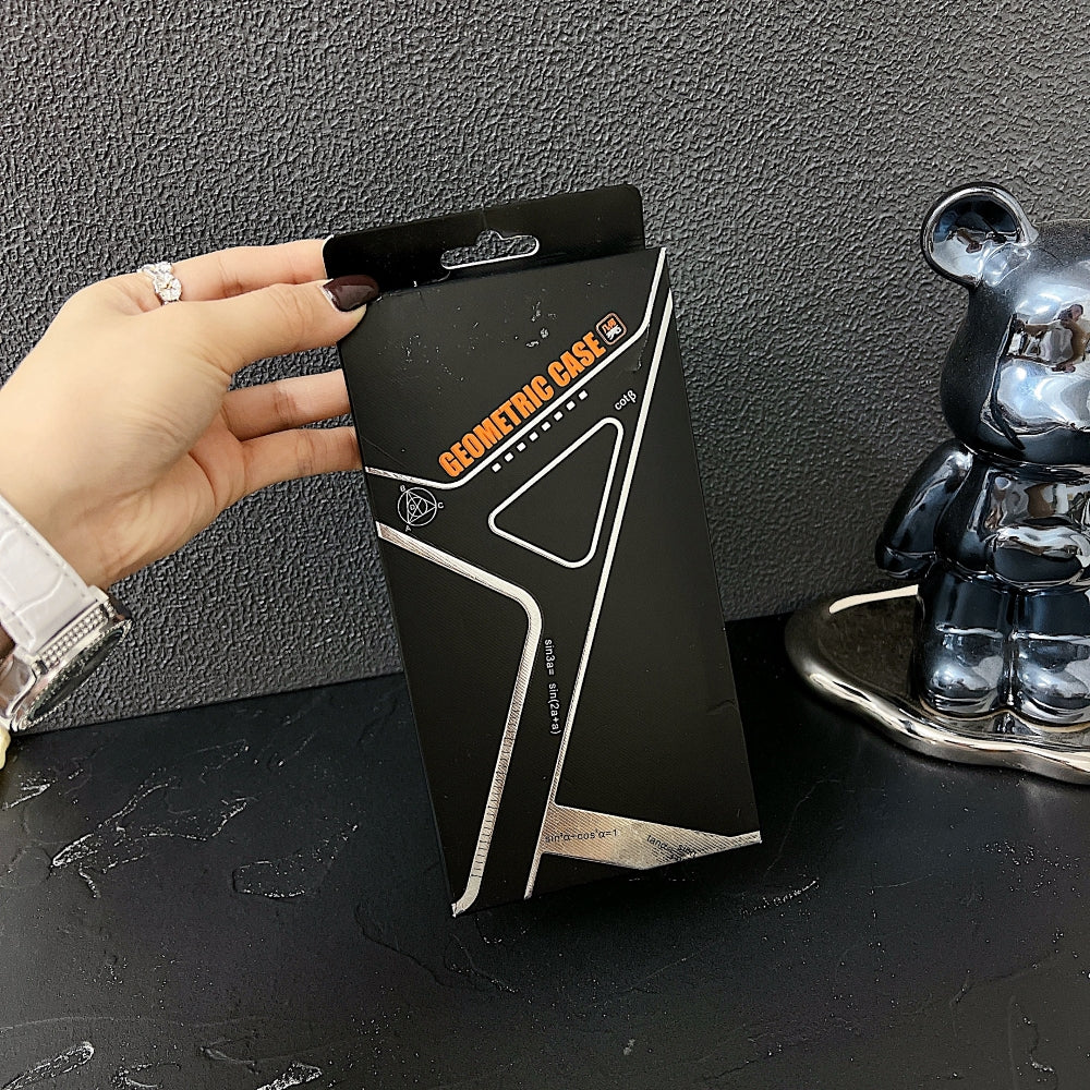 Geometric Metal Phone Case with Bracket Stand - iPhone 14 Plus