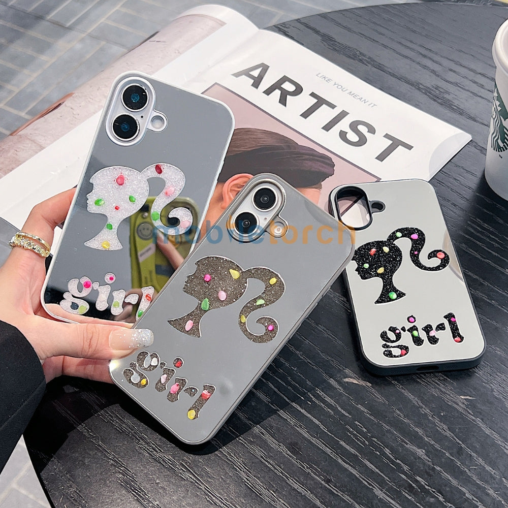 Girl Printed Graphic Mirror Phone Case - iPhone 15 Pro Max