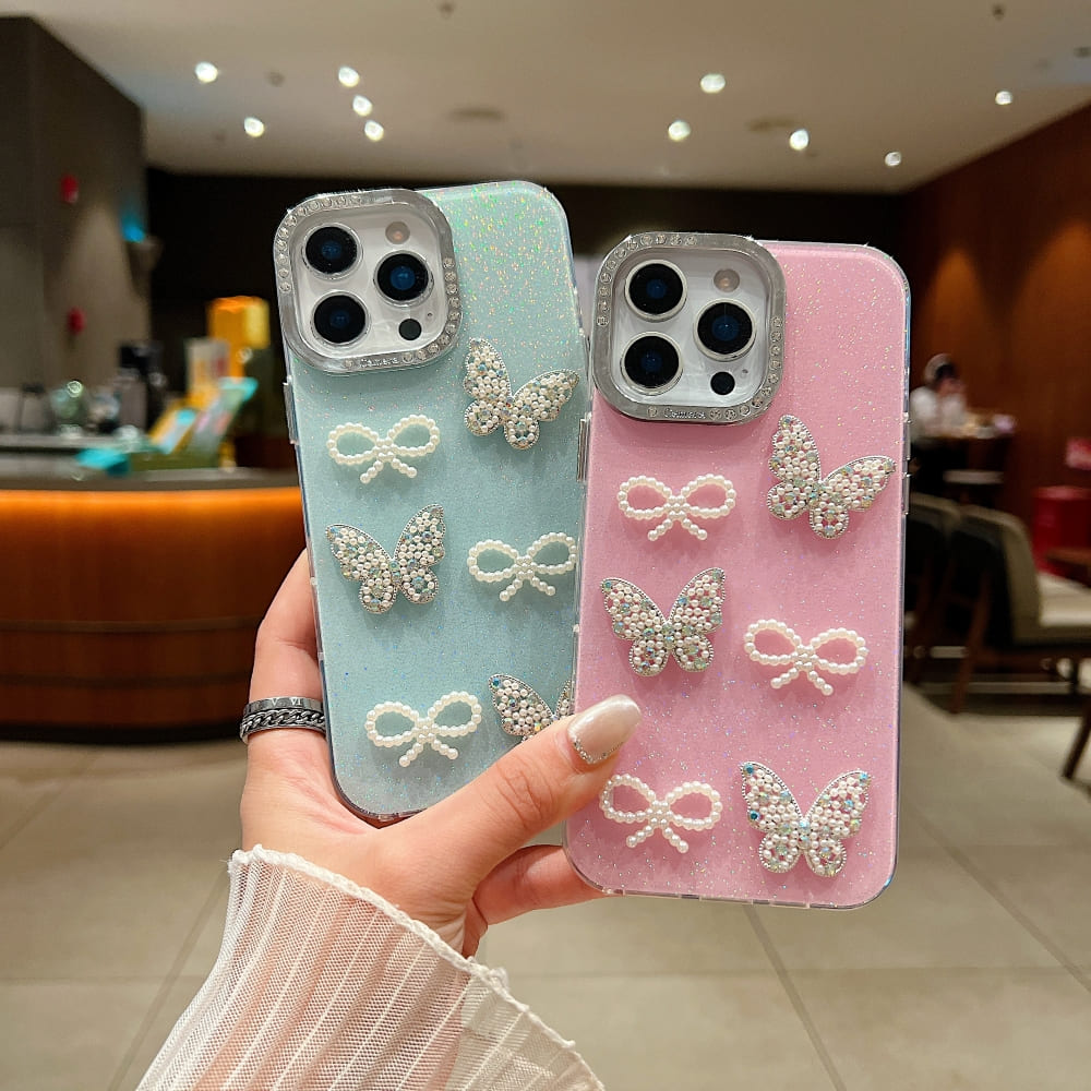Glitter Bow and Butterfly Phone Case