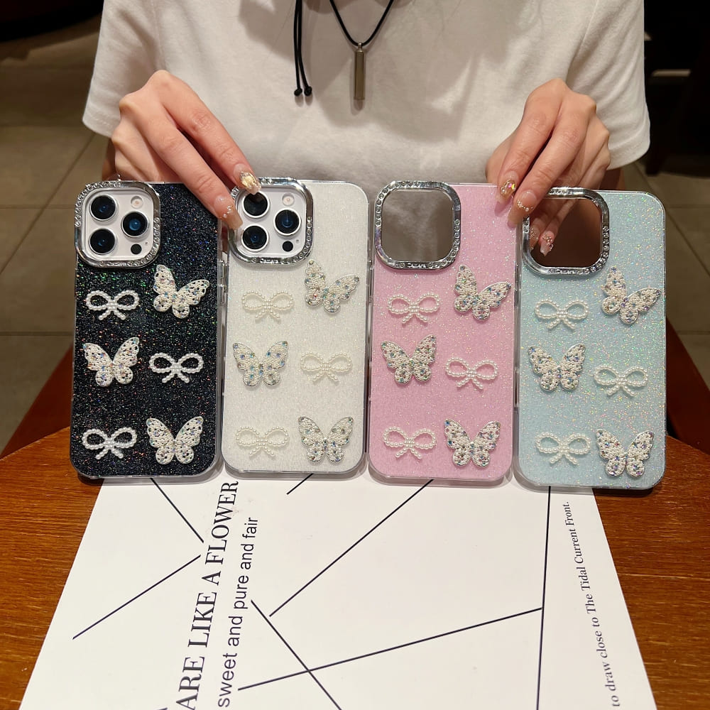 Glitter Bow and Butterfly Phone Case
