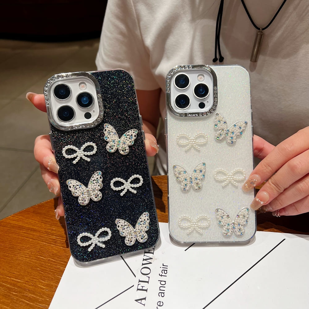 Glitter Bow and Butterfly Phone Case