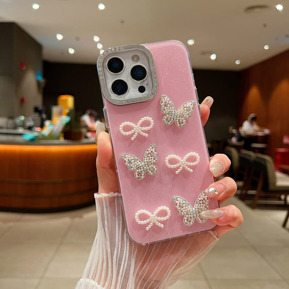 Glitter Bow and Butterfly Phone Case