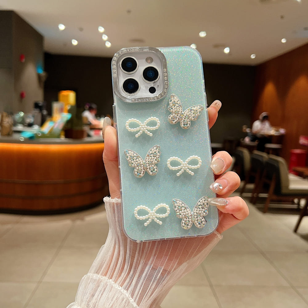 Glitter Bow and Butterfly Phone Case