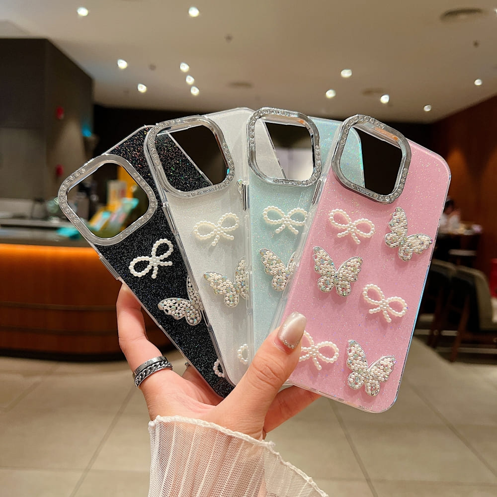 Glitter Bow and Butterfly Phone Case