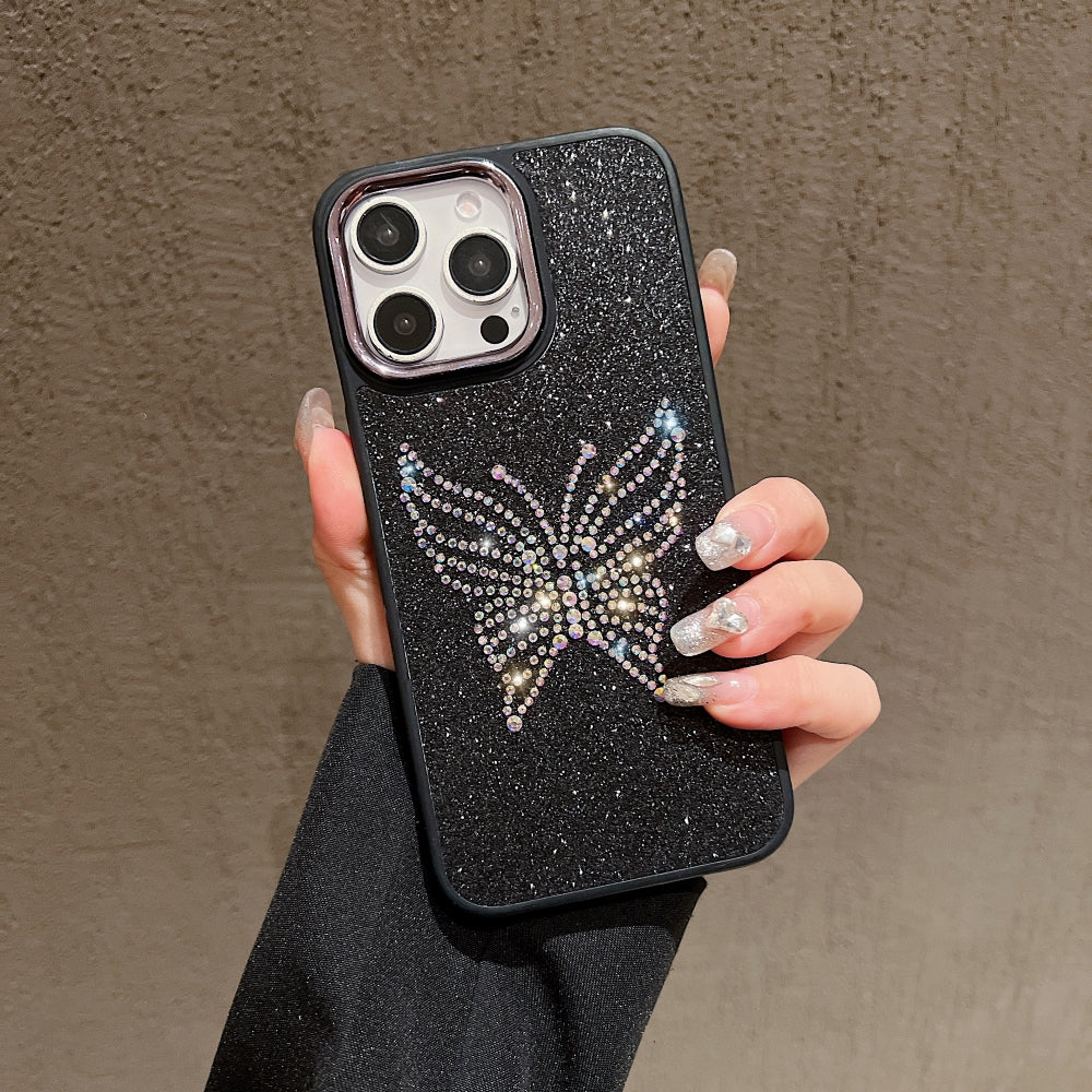 Glitter Butterfly Plating TPU (Soft) | PC (Hard) Phone Case - iPhone 16 Plus