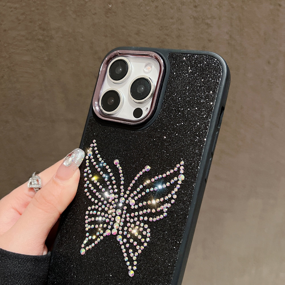 Glitter Butterfly Plating TPU (Soft) | PC (Hard) Phone Case - iPhone 16 Plus