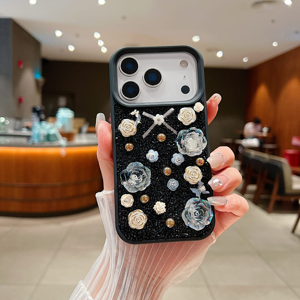 Glitter Powder Rose Flower Phone Case