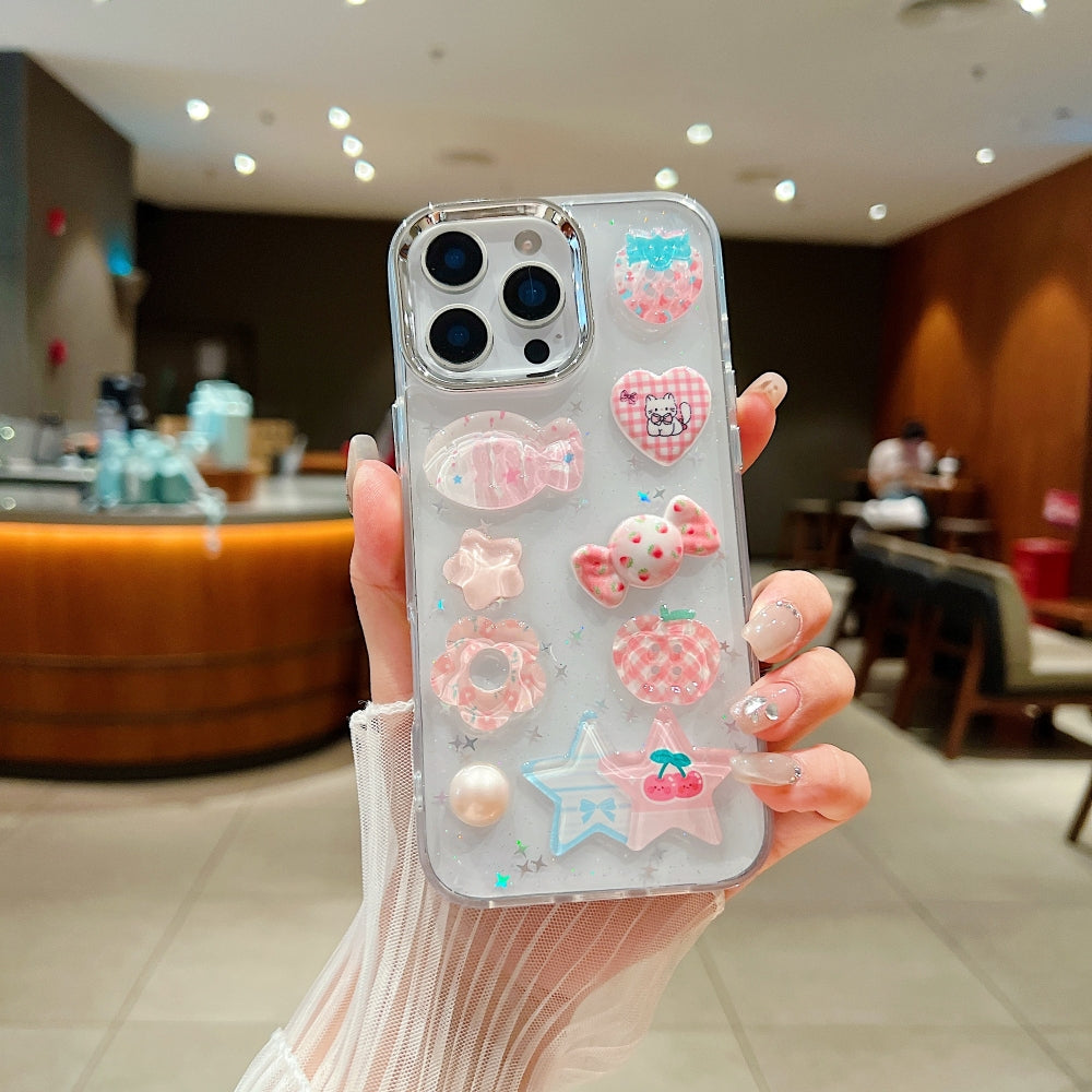 Glitter Decor 3D Cute Toy TPU (Soft) and PC (Hard) Phone Case | Mobile Cover - iPhone 15 Plus