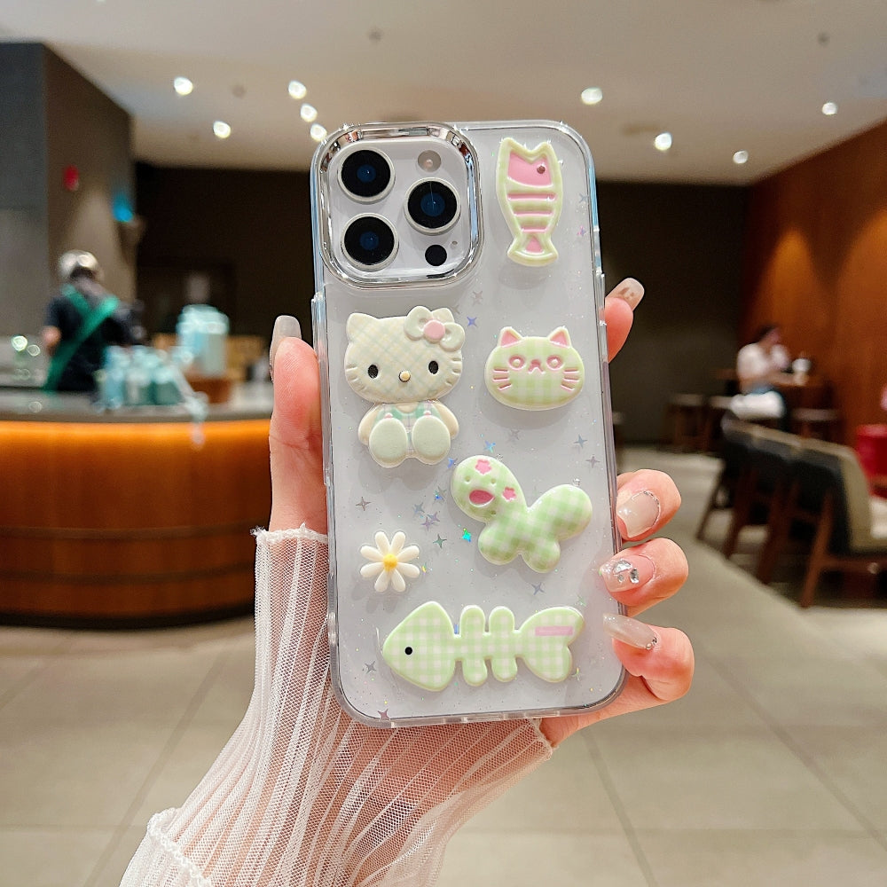 Glitter Decor 3D Cute Toy TPU (Soft) and PC (Hard) Phone Case | Mobile Cover - iPhone 15 Plus