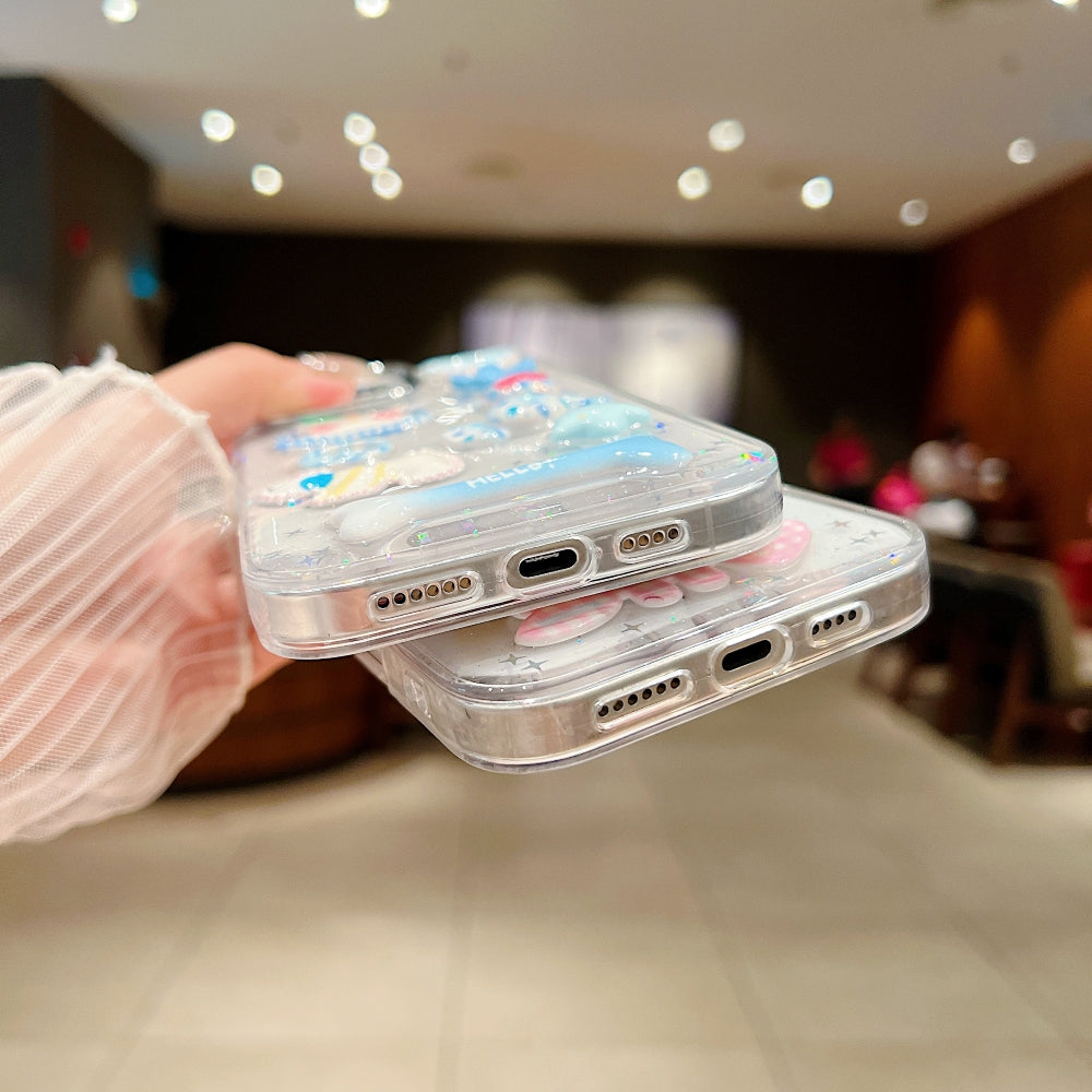 Glitter Decor 3D Cute Toy TPU (Soft) and PC (Hard) Phone Case | Mobile Cover - iPhone 15 Plus