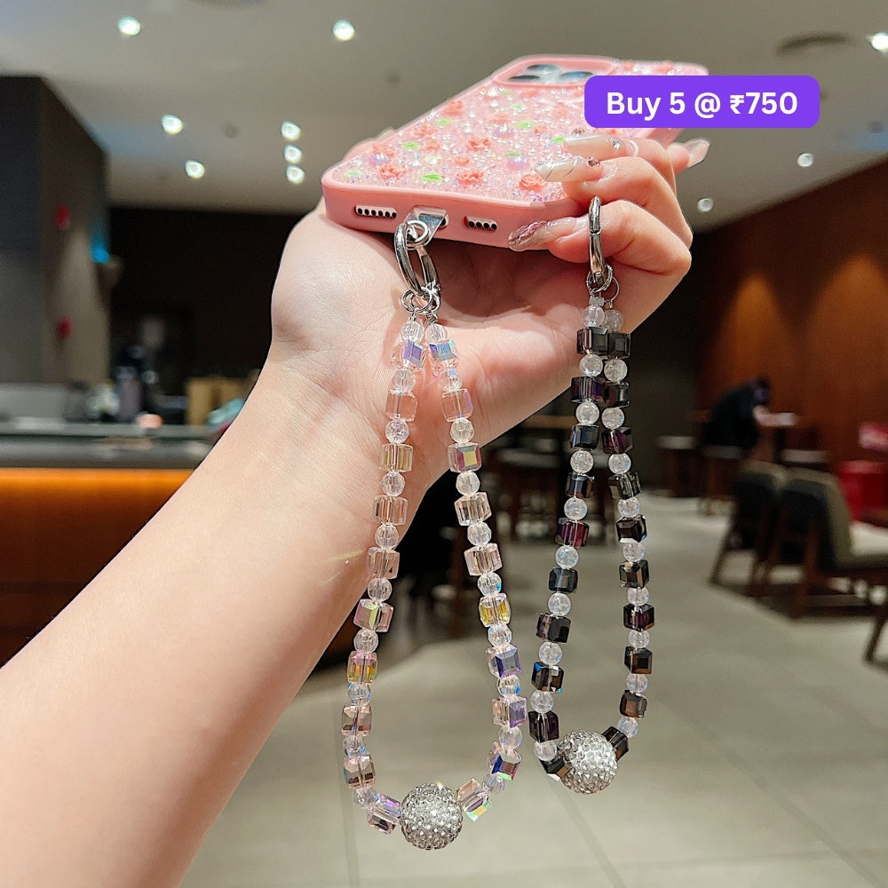 Glittery Stone Beaded Acrylic Phone Charm | Bracelet | Handbag Charm