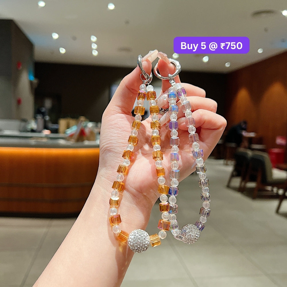 Glittery Stone Beaded Acrylic Phone Charm | Bracelet | Handbag Charm