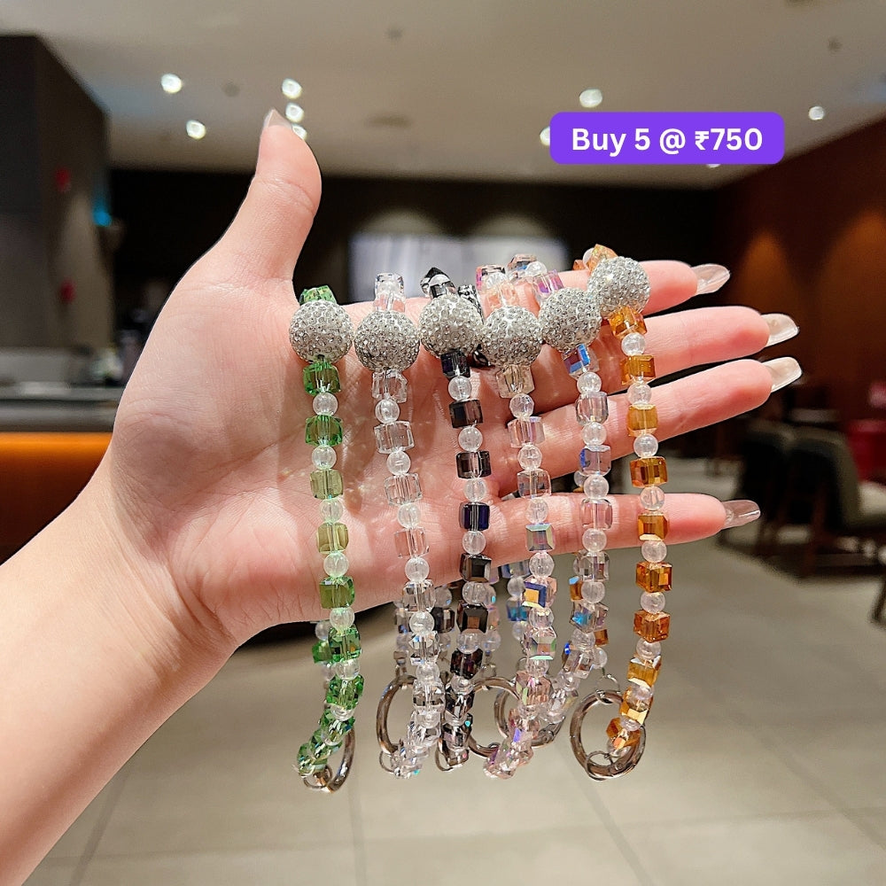 Glittery Stone Beaded Acrylic Phone Charm | Bracelet | Handbag Charm