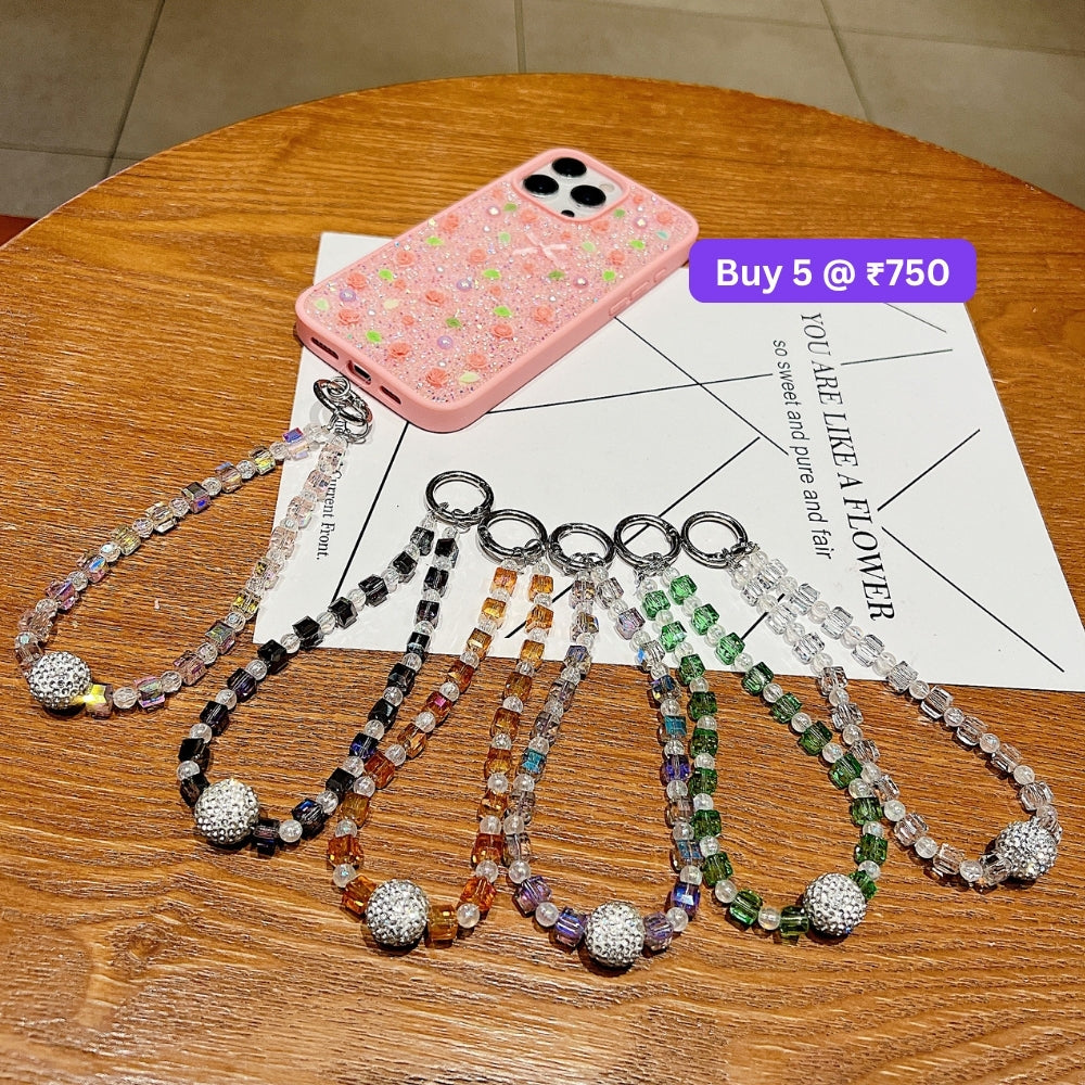 Glittery Stone Beaded Acrylic Phone Charm | Bracelet | Handbag Charm