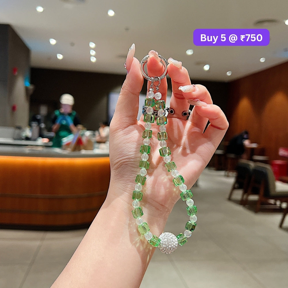 Glittery Stone Beaded Acrylic Phone Charm | Bracelet | Handbag Charm