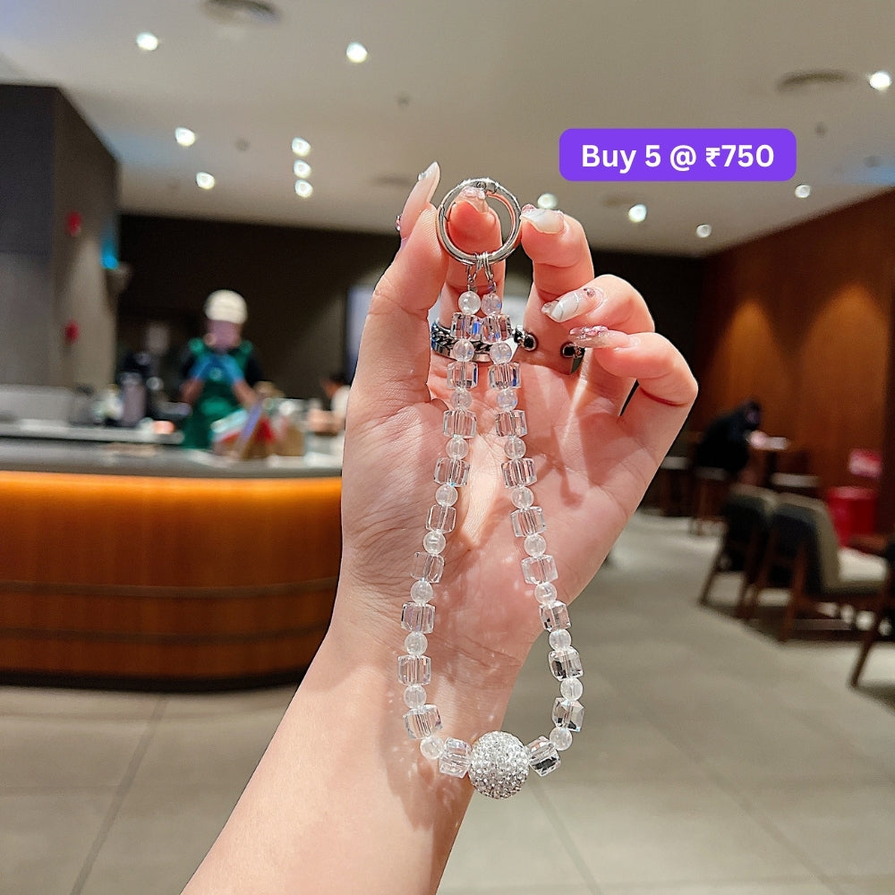 Glittery Stone Beaded Acrylic Phone Charm | Bracelet | Handbag Charm