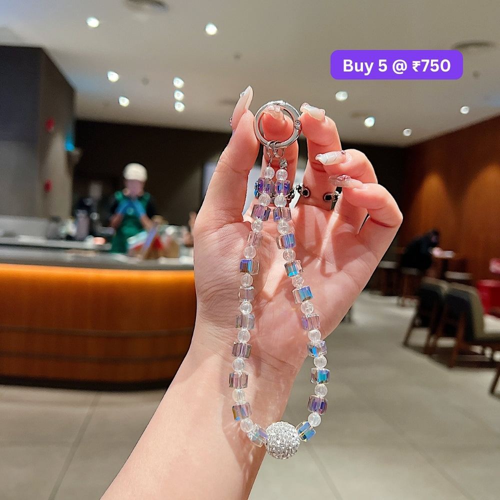Glittery Stone Beaded Acrylic Phone Charm | Bracelet | Handbag Charm