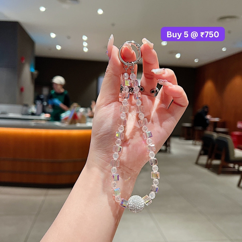Glittery Stone Beaded Acrylic Phone Charm | Bracelet | Handbag Charm
