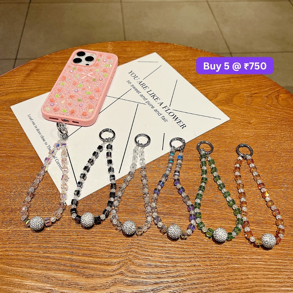 Glittery Stone Beaded Acrylic Phone Charm | Bracelet | Handbag Charm