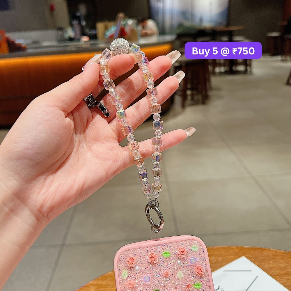 Glittery Stone Beaded Acrylic Phone Charm | Bracelet | Handbag Charm