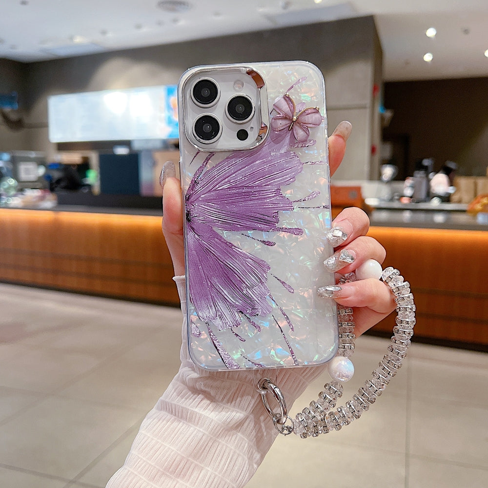 Gradient Butterfly Pattern Phone Case with Bracelet