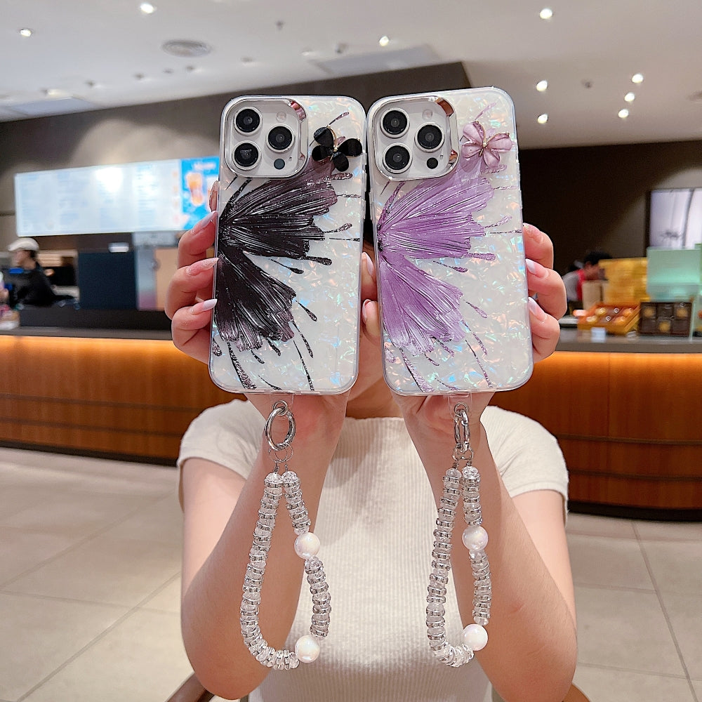 Gradient Butterfly Pattern Phone Case with Bracelet