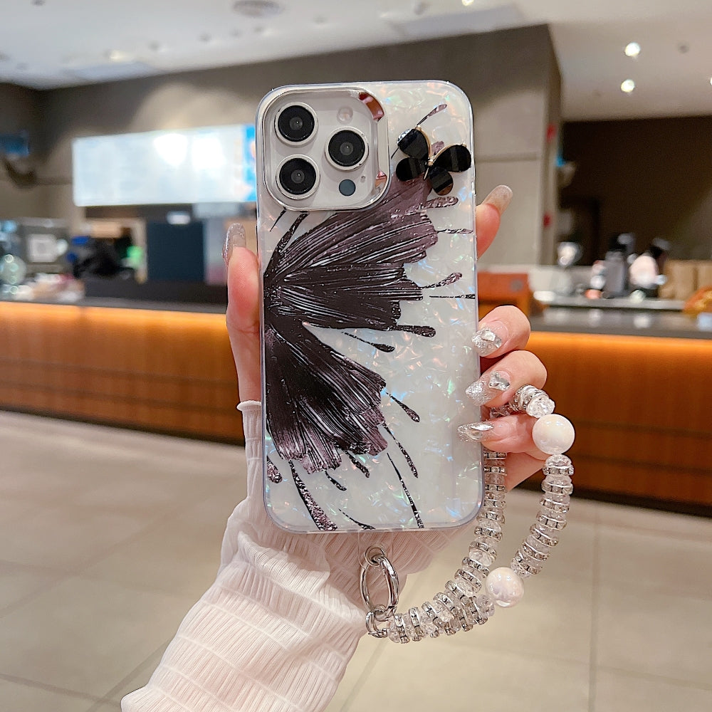 Gradient Butterfly Pattern Phone Case with Bracelet