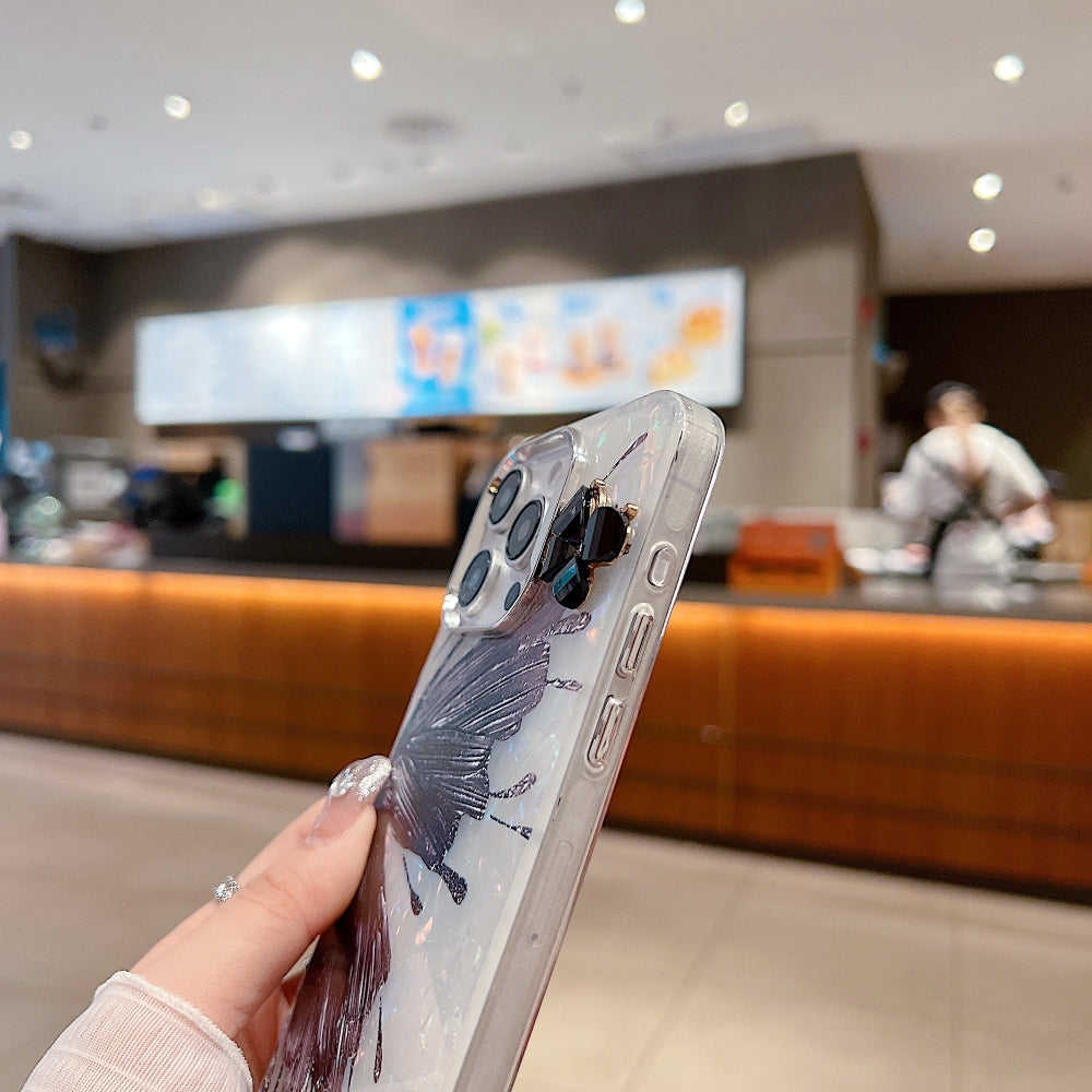 Gradient Butterfly Pattern Phone Case with Bracelet