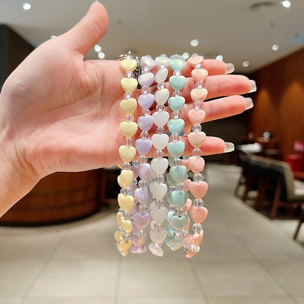 Gradient Heart Metal Ring Bracelet Phone Charm | Keychain | Handbag Charm